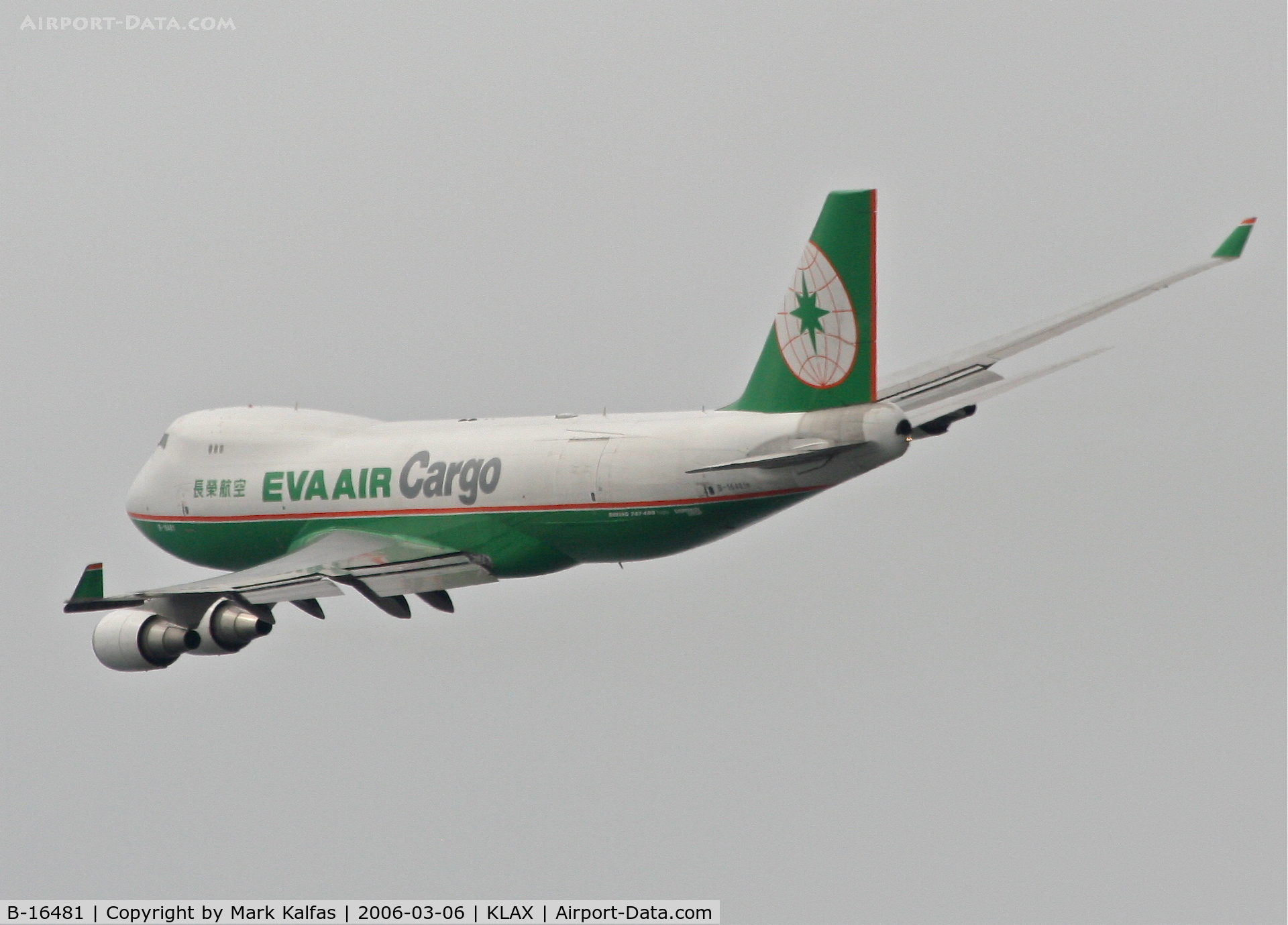 B-16481, Boeing 747-45EF (SCD) C/N 30607, EVA AIR CARGO Boeing 747-45EF, 25L departure KLAX.