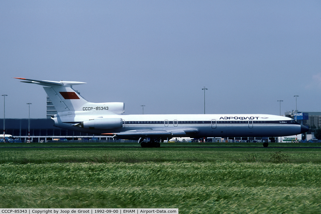 CCCP-85343, 1979 Tupolev Tu-154B-2 C/N 79A343, In the nineties a regular visitor to Schiphol.