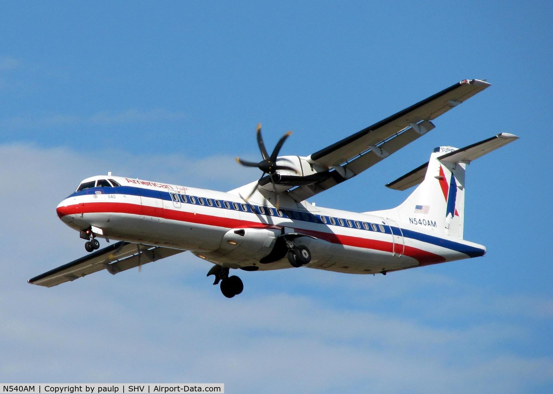 N540AM, 1998 ATR 72-212A C/N 540, Landing on 23 at Shreveport Regional.