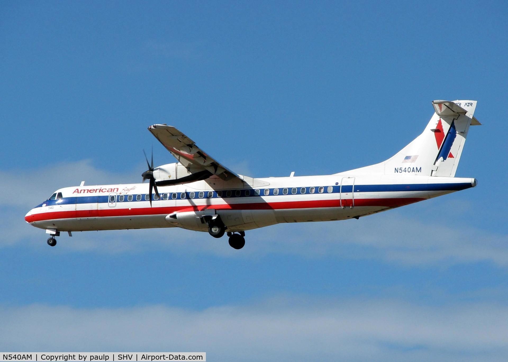 N540AM, 1998 ATR 72-212A C/N 540, Landing on 23 at Shreveport Regional.