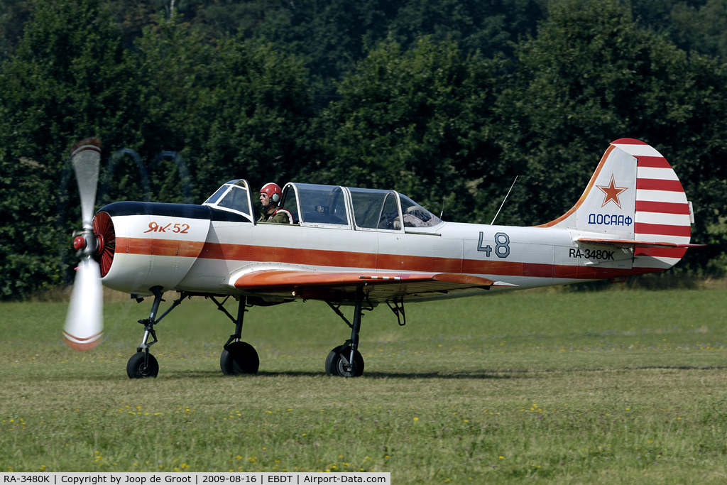 RA-3480K, Yakovlev Yak-52 C/N 9111413, This former DOSAAF Yak-52 is now active in the warbird cicuit.