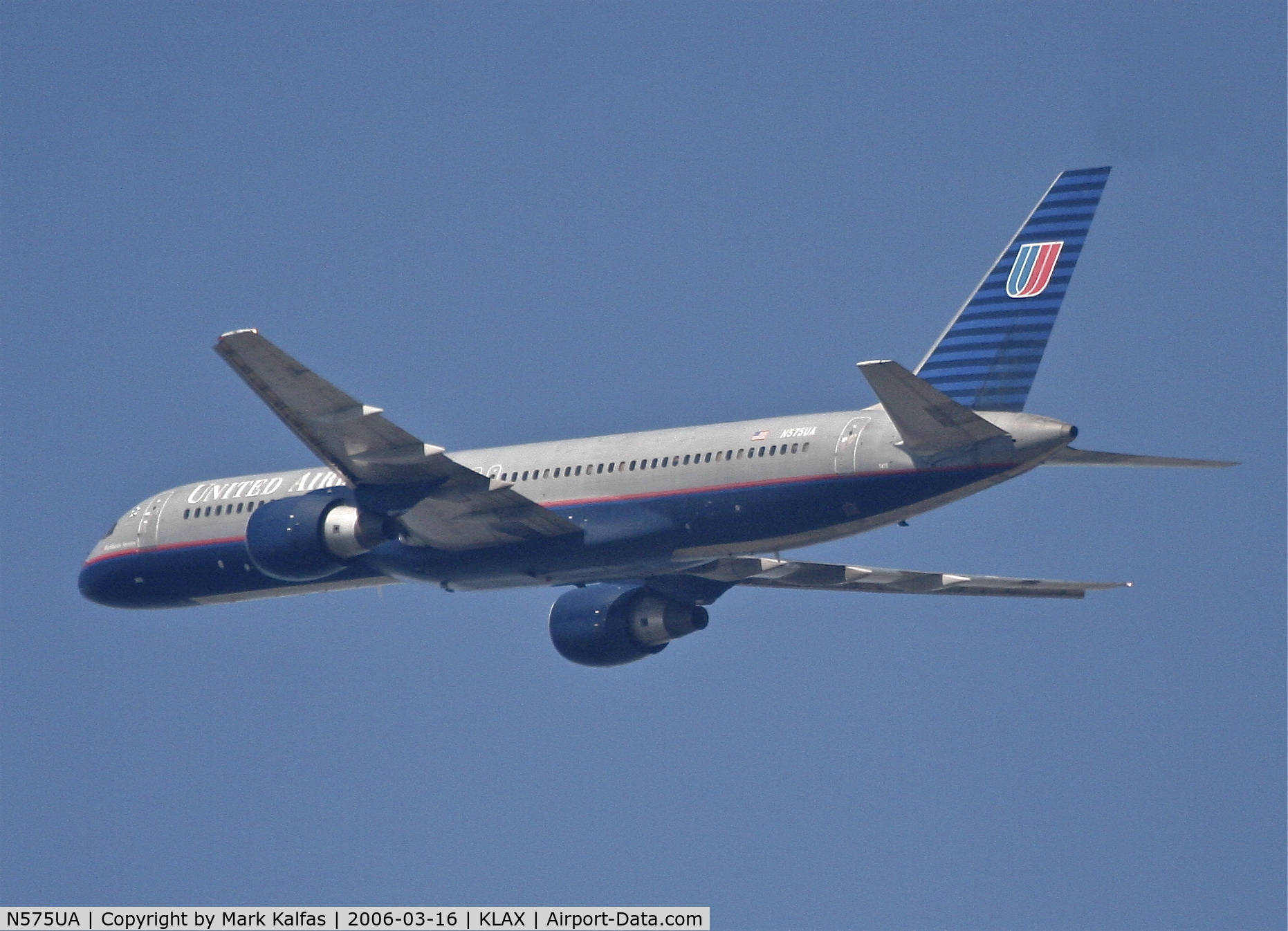 N575UA, 1993 Boeing 757-222 C/N 26689, United Airlines Boeing 757-222, 25R departure KLAX.