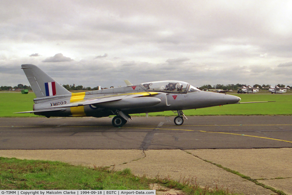 G-TIMM, 1962 Folland Gnat T.1 C/N FL519, Hawker Siddeley Gnat T1 at Cranfield Airfield in 1994.