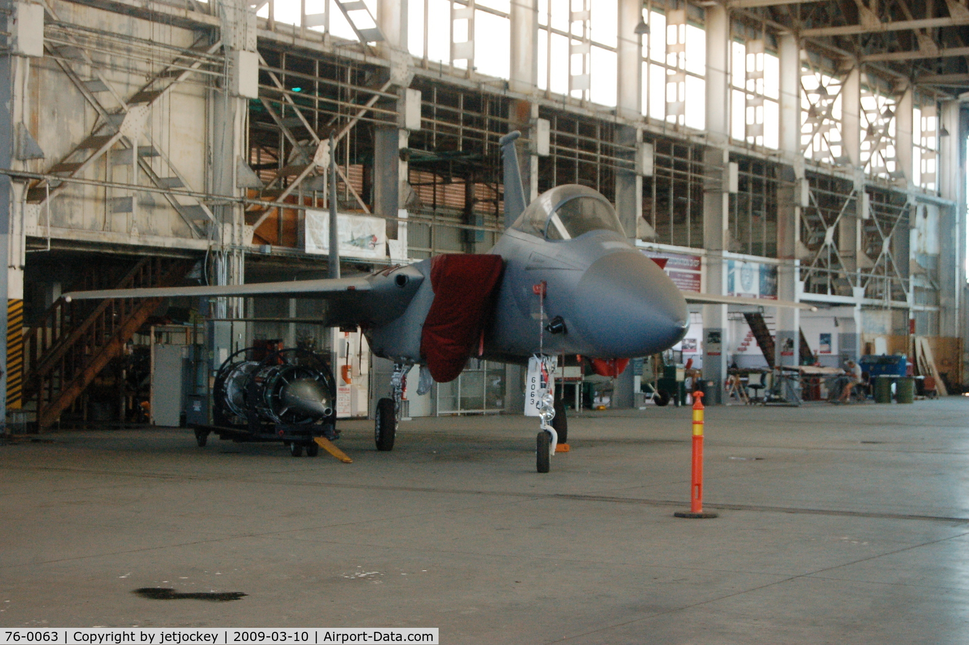 76-0063, 1976 McDonnell Douglas F-15A Eagle C/N 0249/A215, F15A Eagle under restoration in hanger 67 (with the Tomcat)