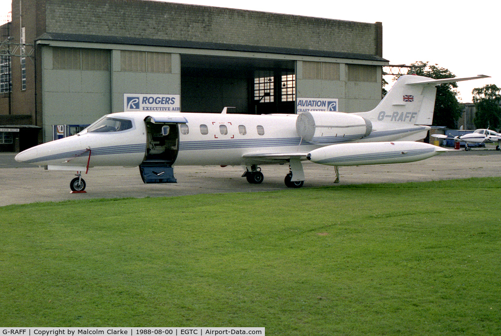 G-RAFF, 1983 Gates Learjet 35A C/N 35A-504, Gates Learjet 35A at Cranfield Airfield in 1988.