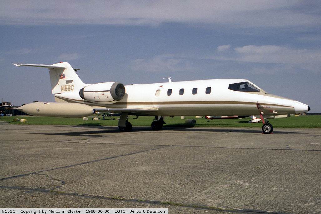 N15SC, 1977 Gates Learjet 35A C/N 139, Gates Learjet 35A at Cranfield Airfield in 1988.