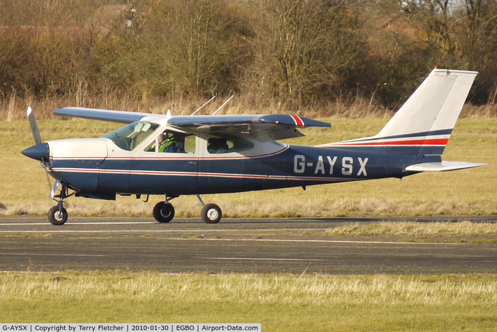G-AYSX, 1971 Reims F177RG Cardinal RG C/N 0024, Part of a busy aviation scene at Wolverhampton (Halfpenny Green) Airport on a crisp winters day
