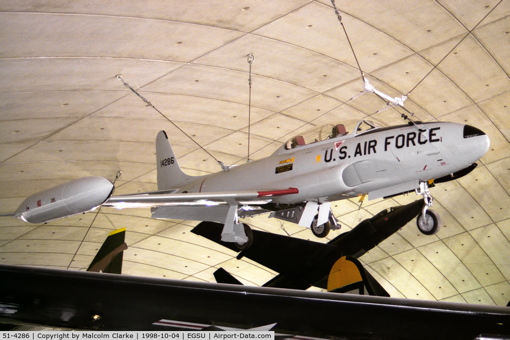 51-4286, 1951 Lockheed T-33A Shooting Star C/N 580-5581, Lockheed T-33A in the American Air Museum at the Imperial War Museum, Duxford in 1998.