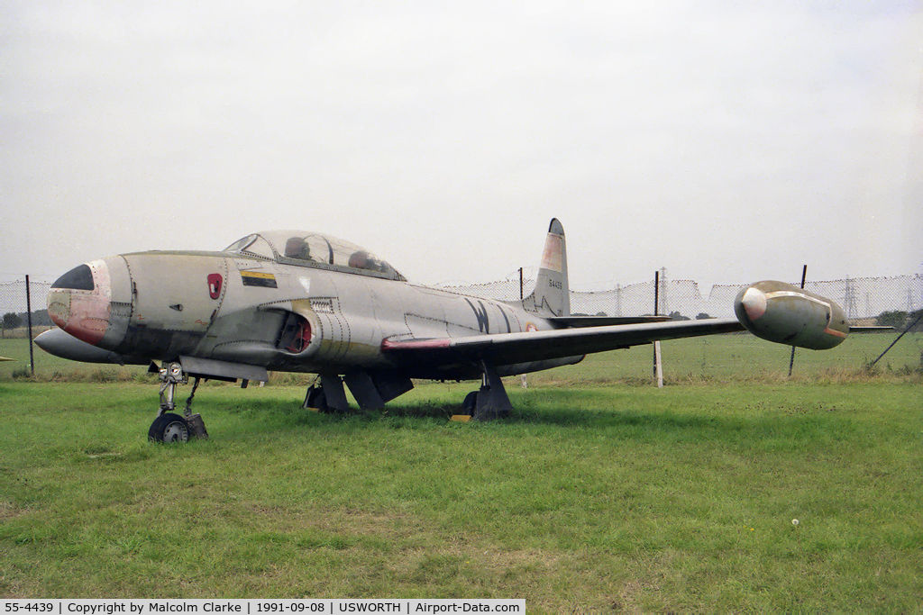 55-4439, 1956 Lockheed T-33A Shooting Star C/N 580-9883, Lockheed T33A at the North East Aircraft Museum, Usworth in 1991. Ex France AF 1956 - 1978 and ex USAF as 55-4439..