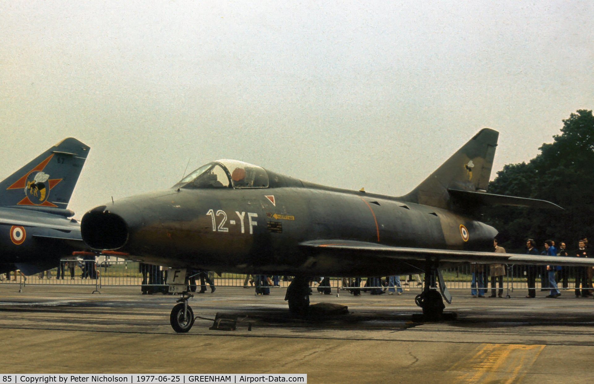 85, Dassault Super Mystere B.2 C/N 85, Super Mystere B.2 of EC.12 French Air Force in the static park of the 1977 Intnl Air Tattoo at RAF Greenham Common.