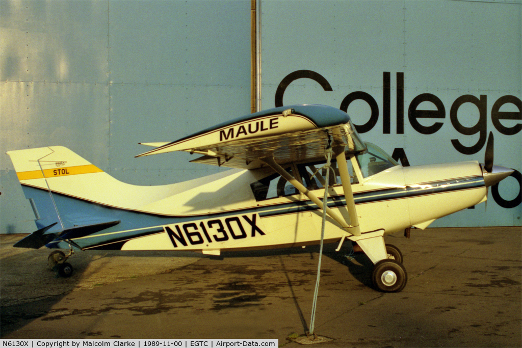 N6130X, 1989 Maule M-6-235 Super Rocket C/N 7497C, Maule M-6-235C Super Rocket at Cranfield Airport in 1989.