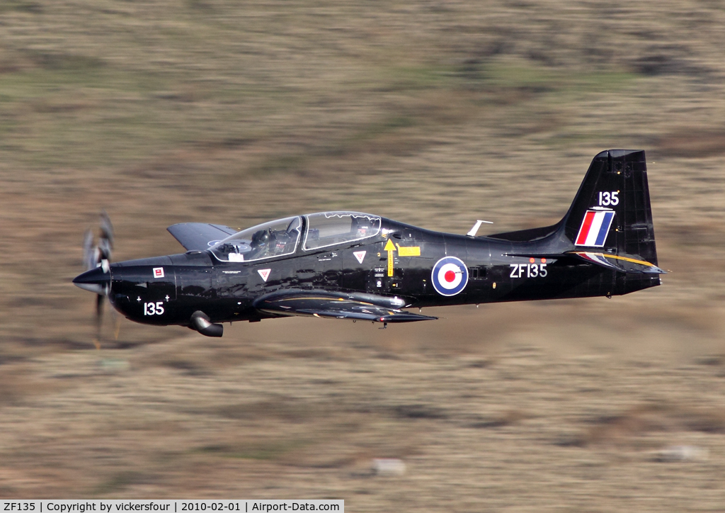 ZF135, 1986 Short S-312 Tucano T1 C/N S001/T1, Royal Air Force. Operated by 1 FTS. M6 Pass, Cumbria.