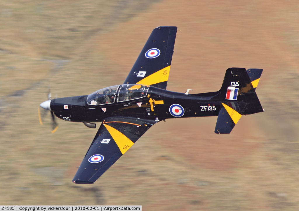 ZF135, 1986 Short S-312 Tucano T1 C/N S001/T1, Royal Air Force. Operated by 1 FTS. M6 Pass, Cumbria.