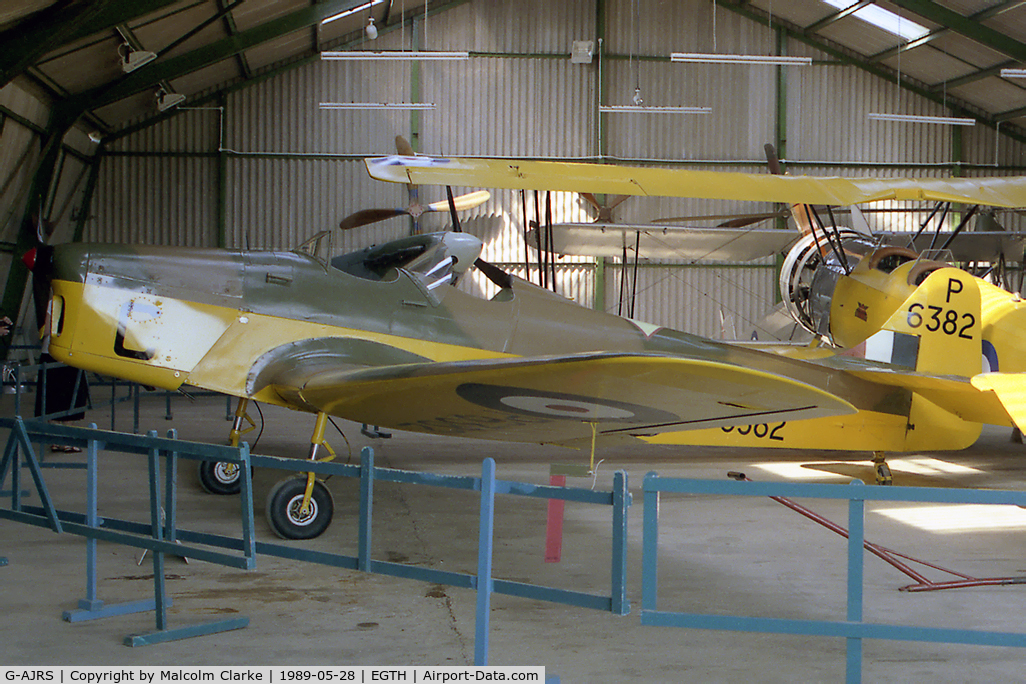 G-AJRS, 1939 Miles M14A Magister C/N 1750, Miles M-14A Hawk Trainer 3 at Old Warden in 1989.