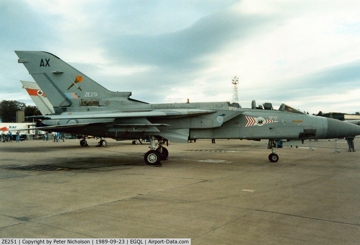 ZE251, 1987 Panavia Tornado F.3 C/N AS029/593/3265, Tornado F.3 of 229 Operational Conversion Unit at RAF Coningsby on display at the 1989 RAF Leuchars Airshow.