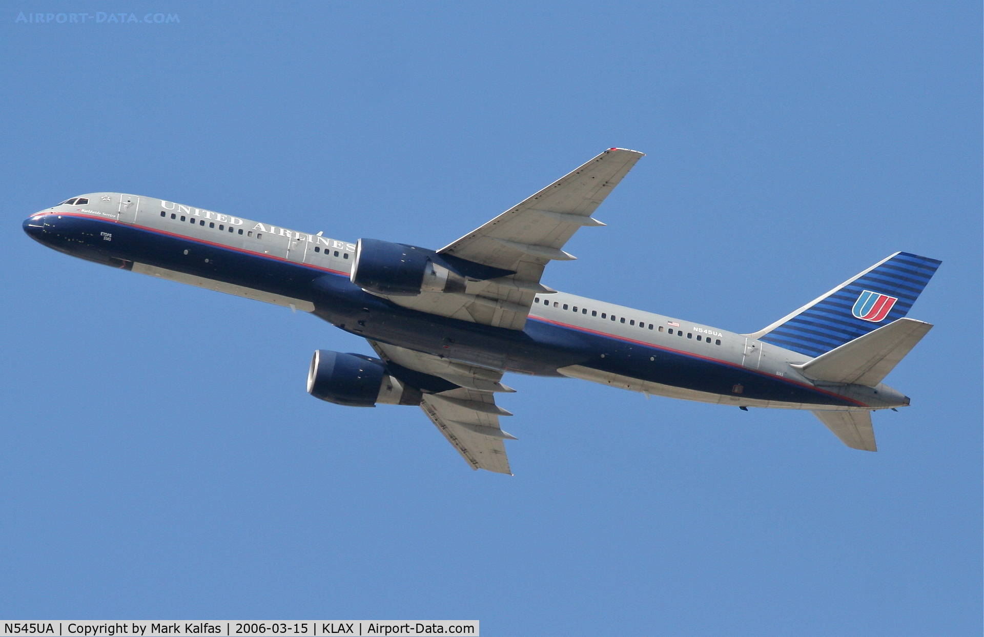 N545UA, 1991 Boeing 757-222 C/N 25323, United Airlines Boeing 757-222, N545UA departing KLAX 25R.