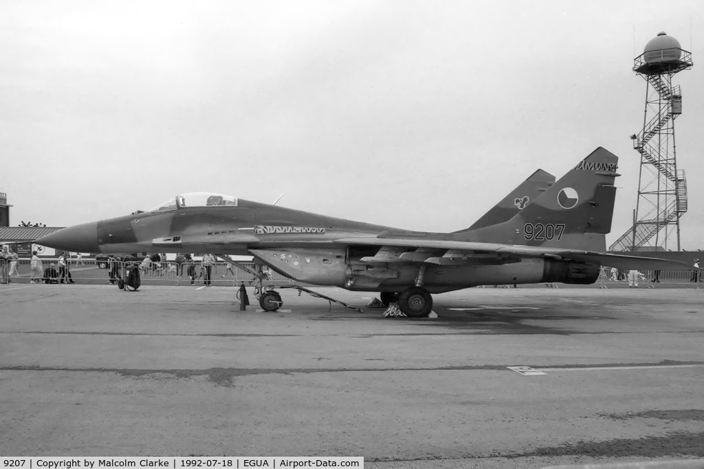 9207, Mikoyan-Gurevich MiG-29A C/N 26392, Mikoyan-Gurevich MiG-29A at RAF Upper Heyford in 1992.