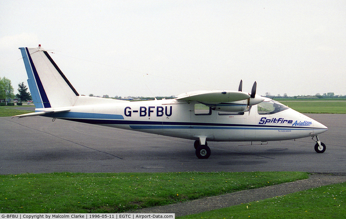 G-BFBU, 1974 Partenavia P-68B Victor C/N 24, Partenavia P-68B Victor at Cranfield Airport in 1996.