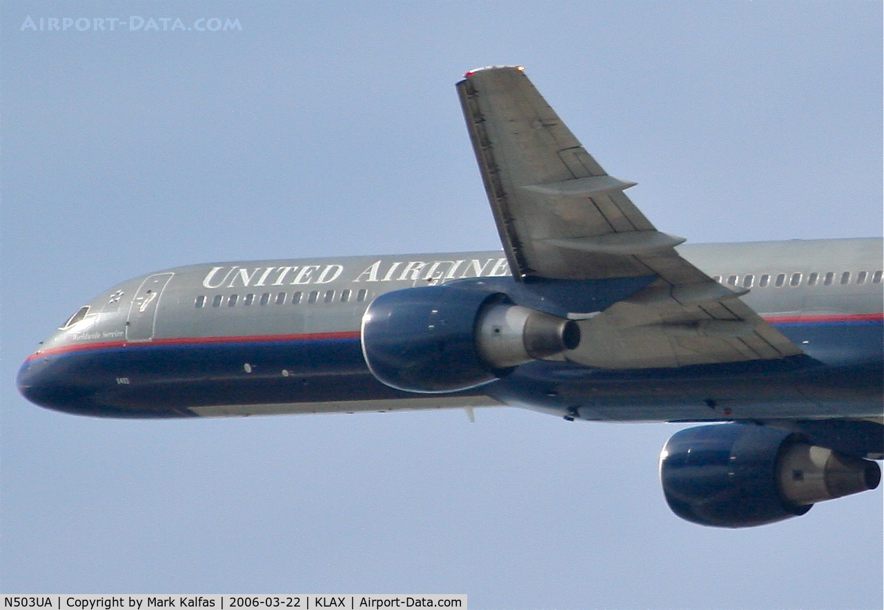 N503UA, 1989 Boeing 757-222 C/N 24624, United Airlines Boeing 757-222, N503UA RWY 25R departure KLAX.