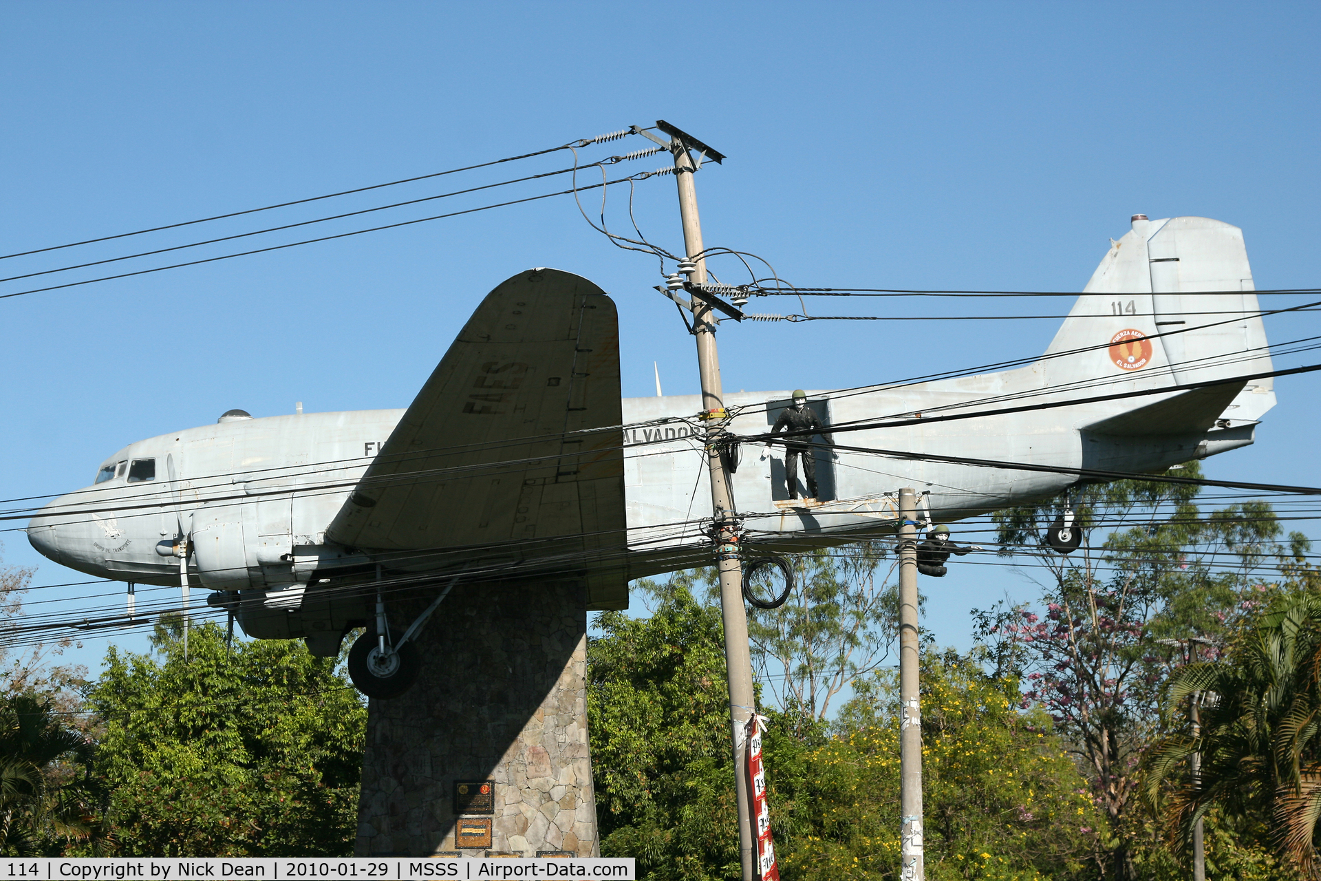114, 1943 Douglas C-47B Skytrain C/N 20745, MSSS Ilopango AFB gate guard
