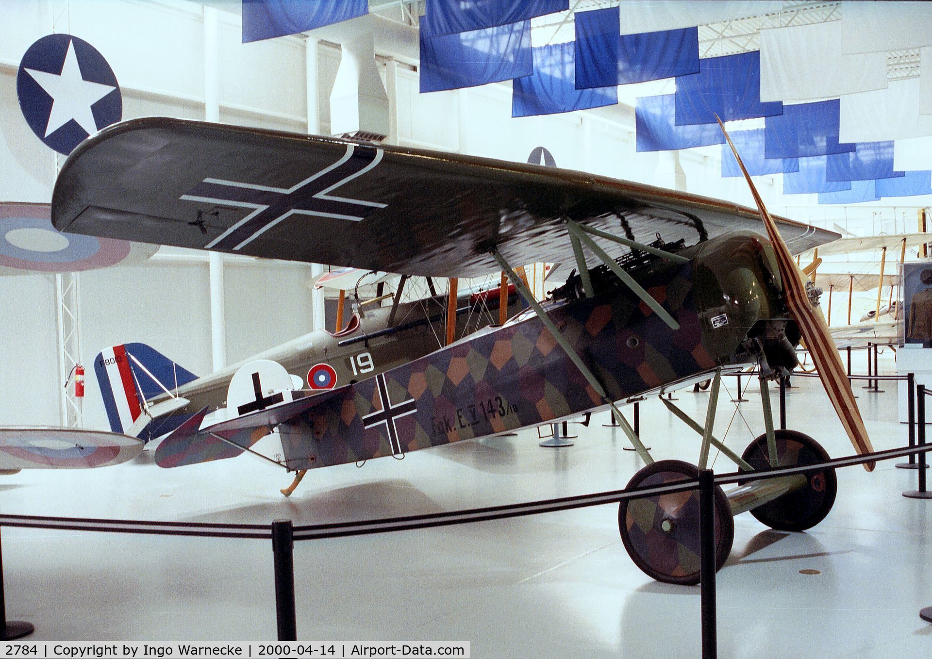 2784, Fokker D.8/E.5 C/N Not found 2784, Fokker D VIII (E V) displayed as 143/18 of the Imperial German army air force at the Army Aviation Museum, Ft Rucker AL