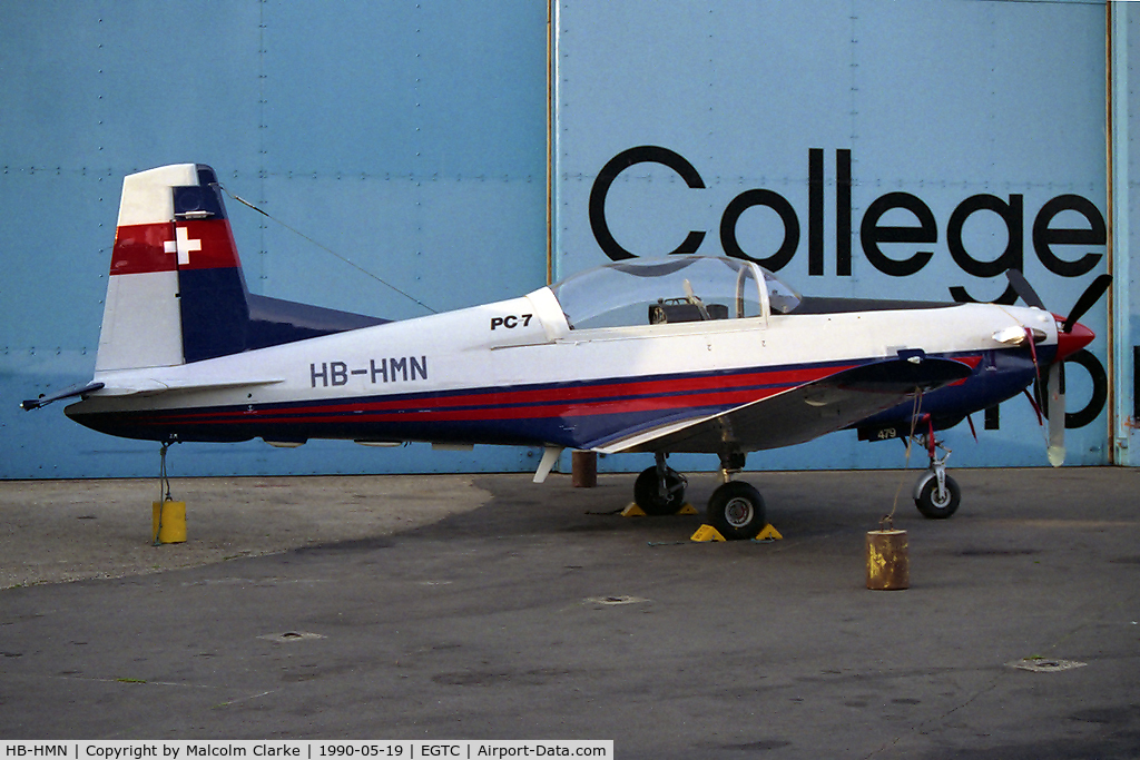 HB-HMN, Pilatus PC-7 C/N Not found HB-HMN, Pilatus PC-7 at Cranfield Airport in 1990.