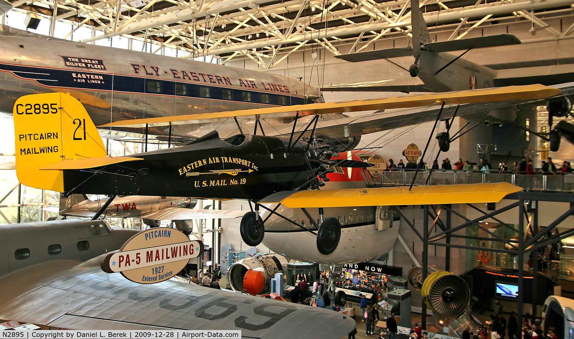 N2895, 1927 Pitcairn PA-5 Mailwing C/N 1, The NASM Mailwing is still in the main hall but now occupies a more prominent position.