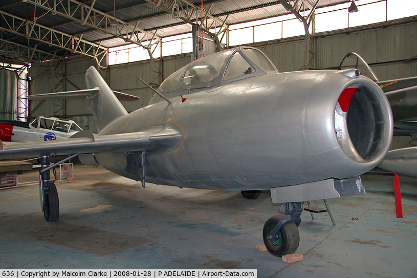 636, 1953 PZL-Mielec SBLim-2 (MiG-15UTI) C/N 1A-06036, PZL-Mielec SBLim-2 at The South Australian Aviation Museum, Port Adelaide in 2008.
