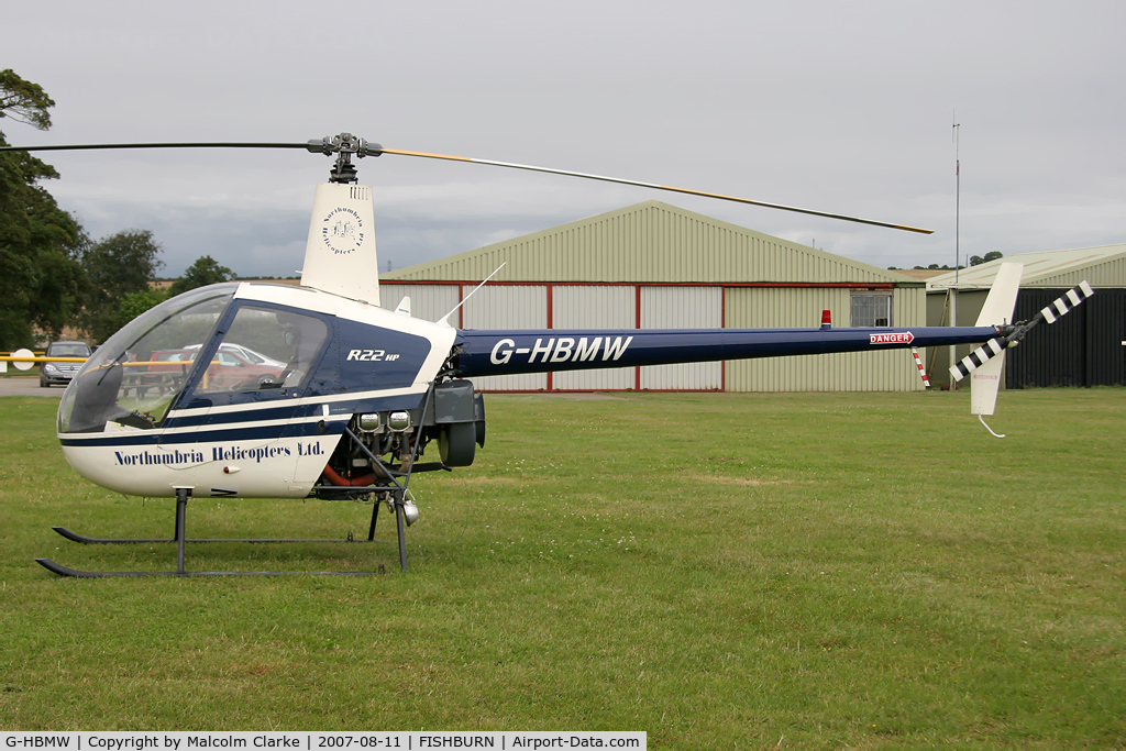 G-HBMW, 1981 Robinson R22 C/N 0170, Robinson R-22 at Fishburn Airfield in 2008.