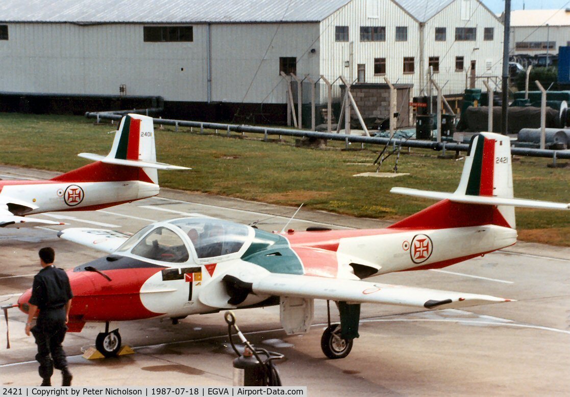 2421, 1962 Cessna T-37C Tweety Bird C/N 40746, T-37C of Asas de Portugal display team on the flight-line at the 1987 Intnl Air Tattoo at RAF Fairford.