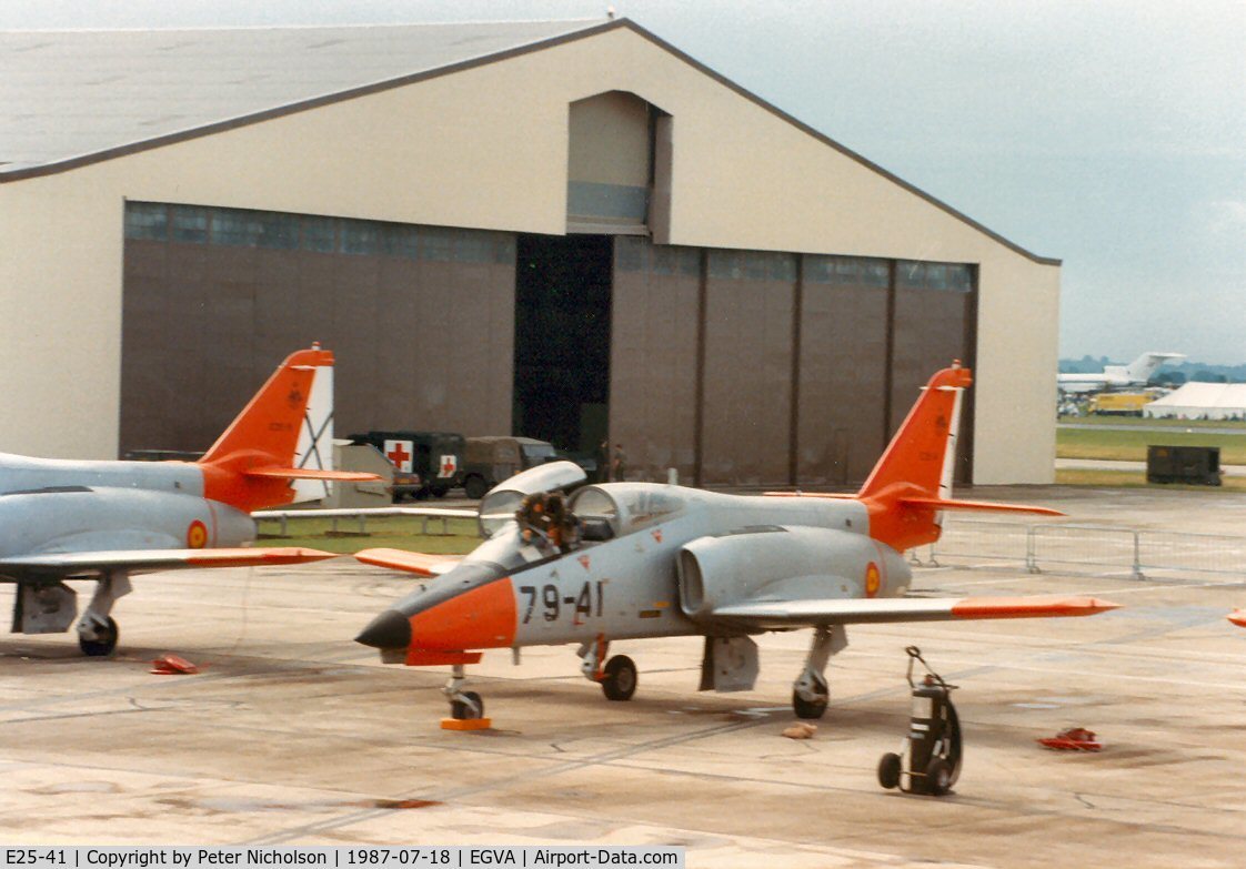 E25-41, CASA C-101EB Aviojet C/N EB01-41-042, Aviojet coded 79-41 of Portuguese Air Force Team Aguila on the flight-line at the 1987 Intnl Air Tattoo at RAF Fairford.