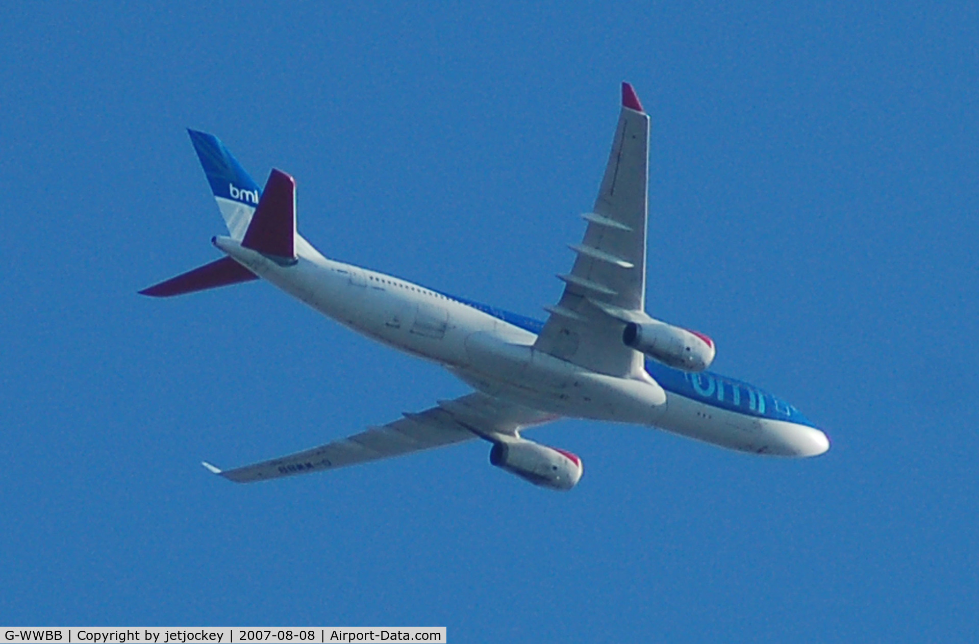 G-WWBB, 2001 Airbus A330-243 C/N 404, Passing over the house