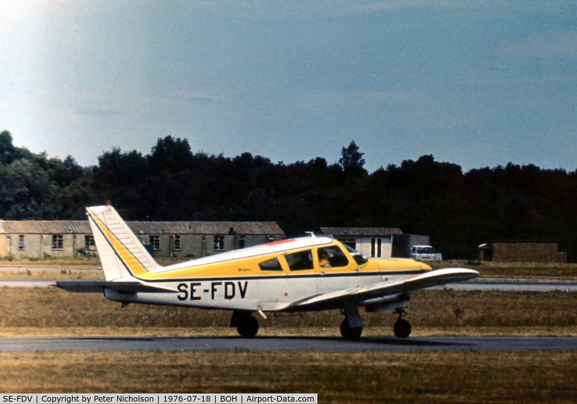 SE-FDV, 1968 Piper PA-28R-180 Cherokee Arrow C/N 28R-30729, PA-28R Cherokee Arrow 180 seen at Bournmouth Hurn in the Summer of 1976.