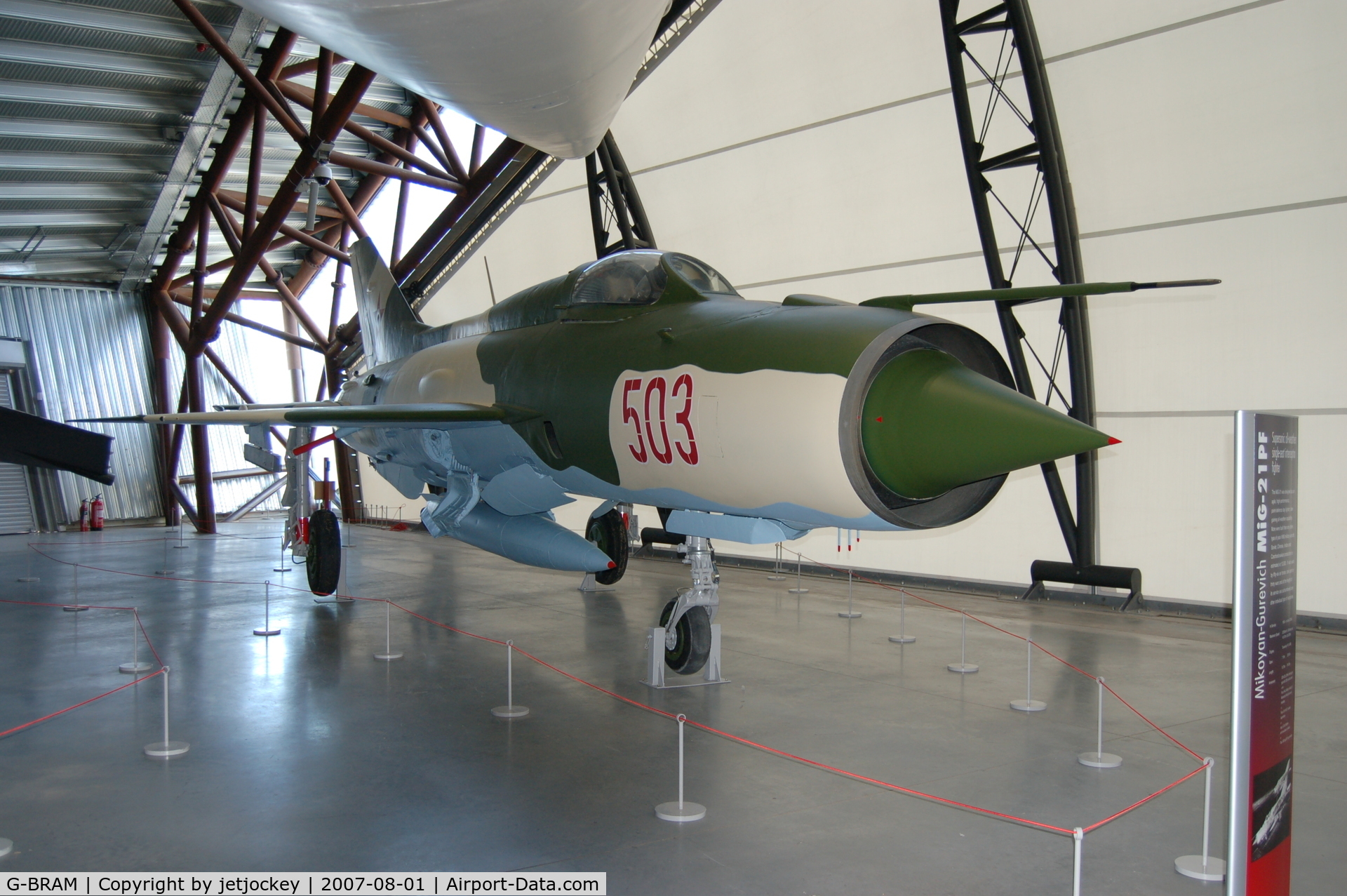 G-BRAM, 1966 Mikoyan-Gurevich MiG-21PF C/N 760503, MiG 21 at the Cold War Museum Cosford