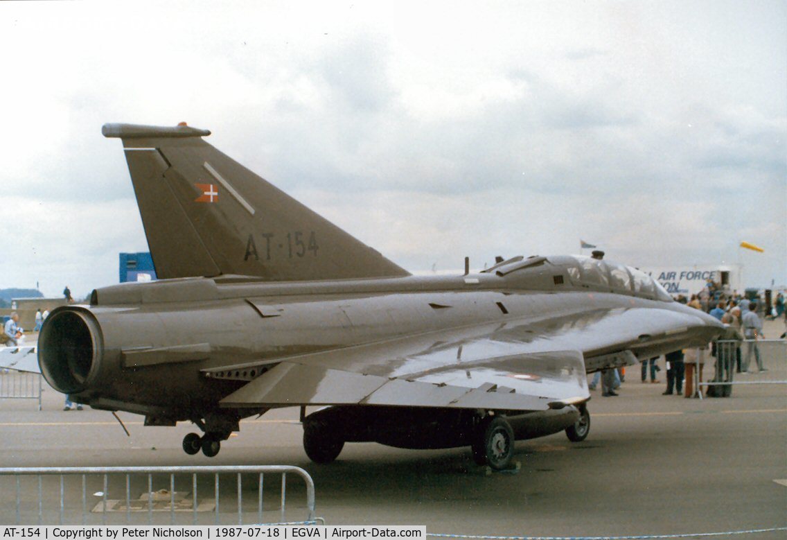 AT-154, 1971 Saab TF-35 Draken C/N 35-1154, Sk-35XD Draken, callsign Danish Air Force 3161, of Esk 725 on display at the 1987 Intnl Air Tattoo at RAF Fairford.