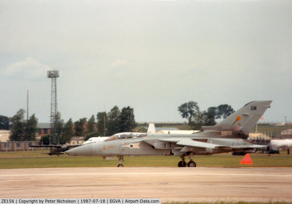 ZE156, 1986 Panavia Tornado F.3 C/N 497/AS012/3225, Tornado F.3, callsign Rambo 3, of     229 Operational Conversion Unit taxying at the 1987 Intnl Air Tattoo at RAF Fairford.