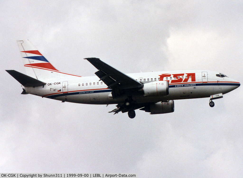 OK-CGK, 1997 Boeing 737-55S C/N 28471, Landing rwy 07