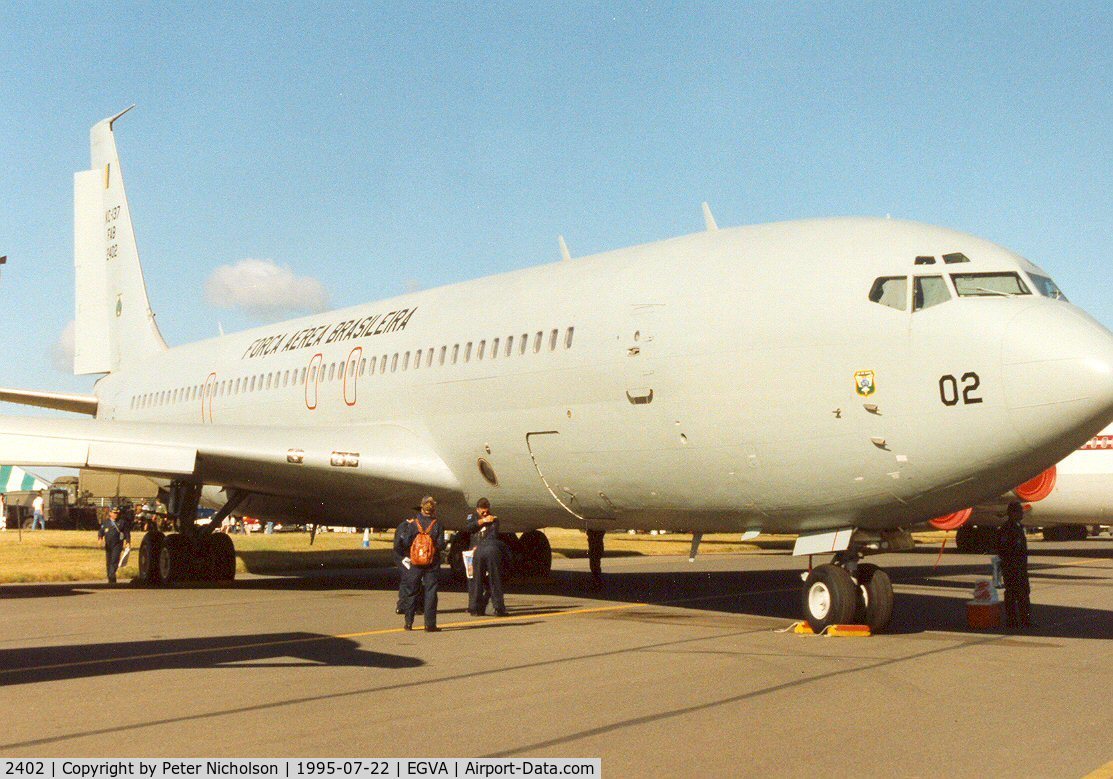 2402, 1968 Boeing 707-345C C/N 19842, Boeing 707-345C, callsign BRS 2402, of 2GT Brazilian Air Force on display at the 1995 Intnl Air Tattoo at RAF Fairford.