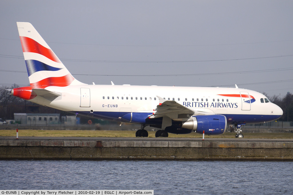 G-EUNB, 2009 Airbus A318-112 C/N 4039, British Airways Airbus 318 taxies out for the London City to New York BA0001 Flight