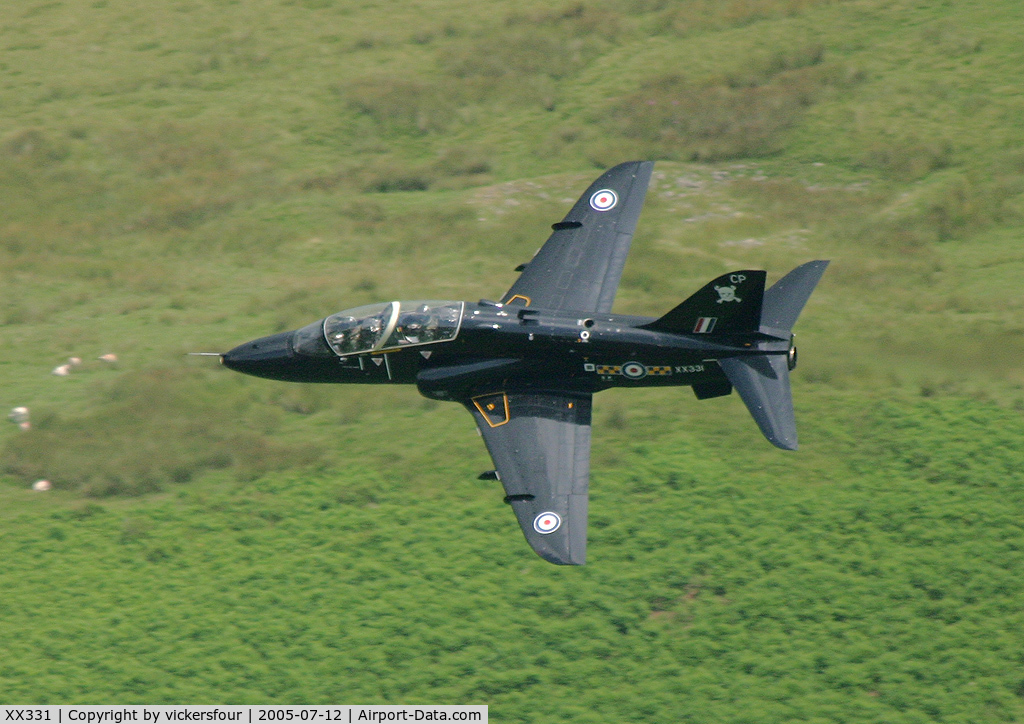XX331, 1980 Hawker Siddeley Hawk T.1A C/N 177/312155, Royal Air Force. Operated by 100 Squadron, coded 'CP'. M6 Pass, Cumbria.