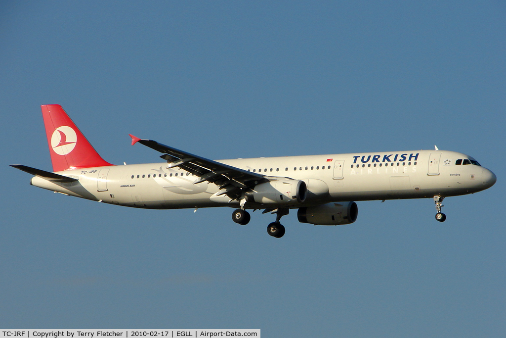 TC-JRF, 2007 Airbus A321-231 C/N 3207, Turkish Airlines Airbus 321 arriving at Heathrow