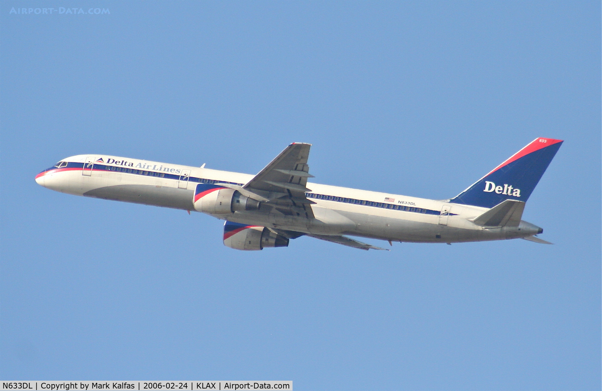 N633DL, 1987 Boeing 757-232 C/N 23614, Delta Airlines/Song Boeing 757-232, N633DL 25R departure KLAX.