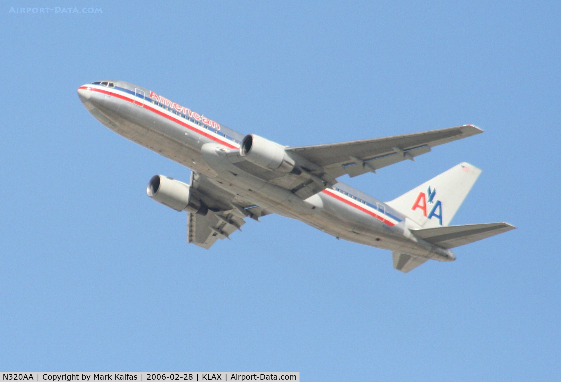 N320AA, 1985 Boeing 767-223 C/N 22321, American Airlines Boeing 767-223. N320AA 25R departure KLAX.