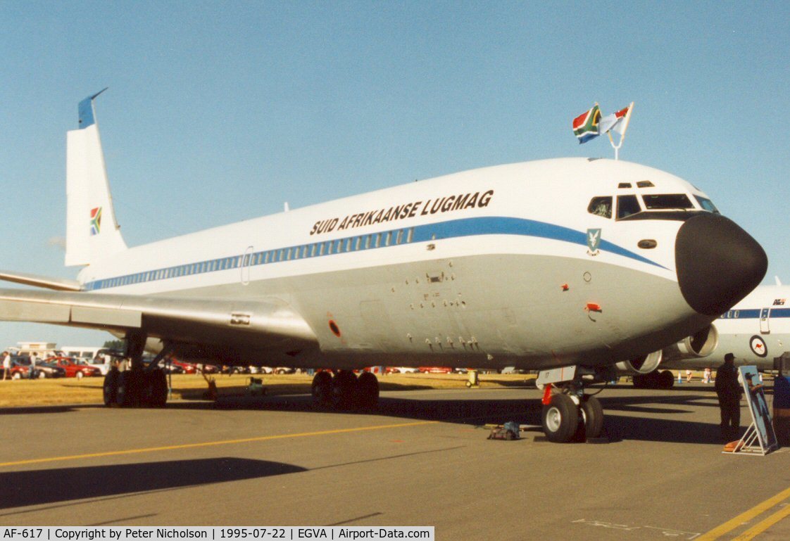 AF-617, 1967 Boeing 707-328C C/N 19723, Boeing 707-328C of 60 Squadron South African Air Force on display at the 1995 Intnl Air Tattoo at RAF Fairford.