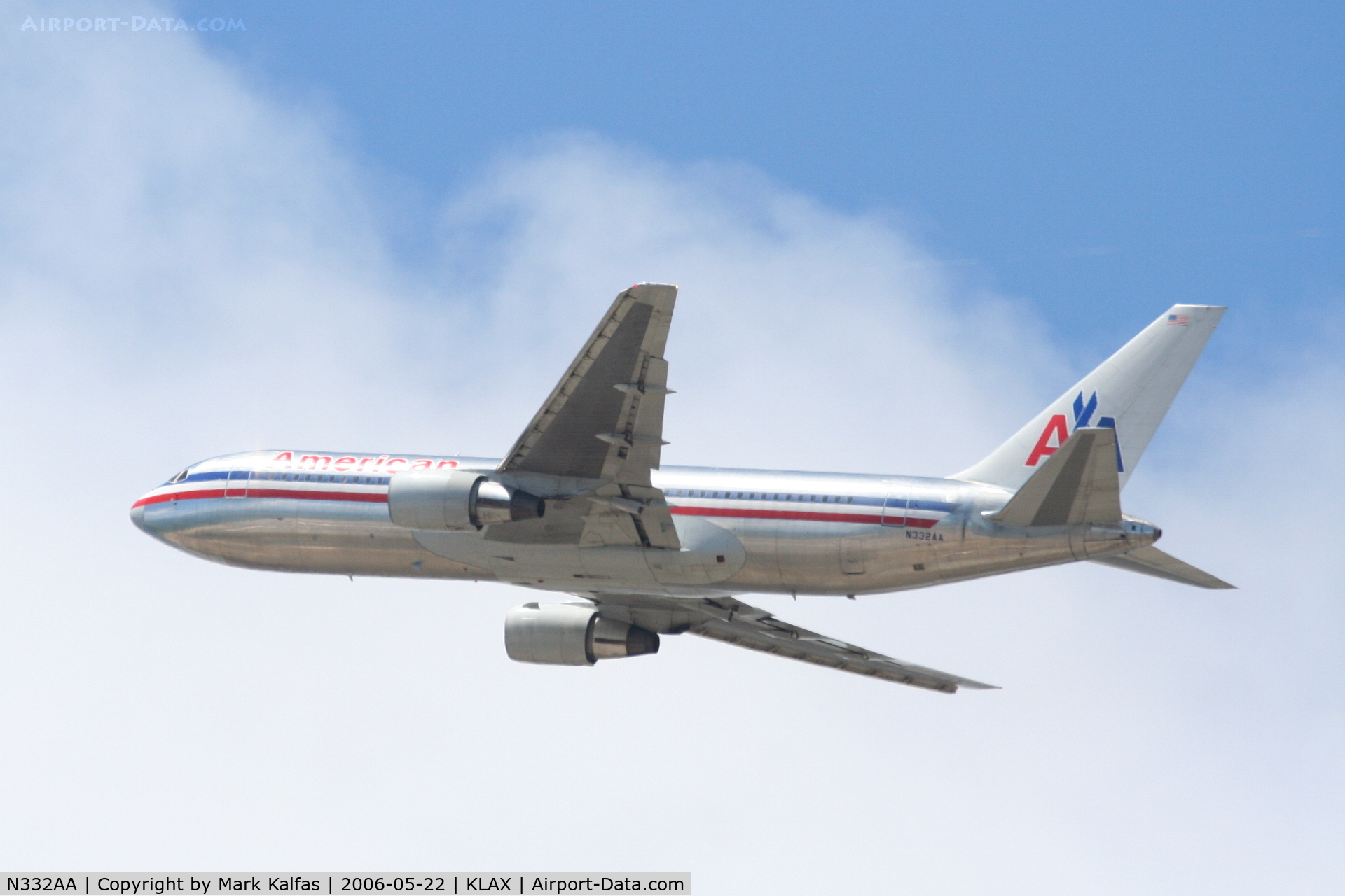 N332AA, 1987 Boeing 767-223 C/N 22331, American Airlines Boeing 767-223. N332AA 25R departure KLAX.