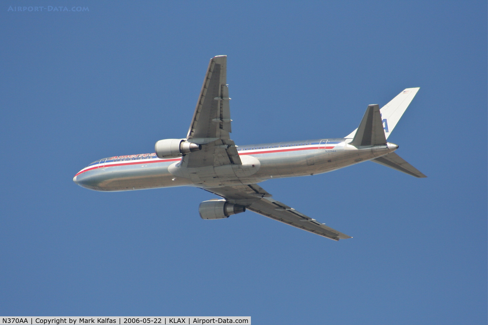 N370AA, 1992 Boeing 767-323 C/N 25197, American Airlines Boeing 767-323. N370AA 25R departure KLAX.