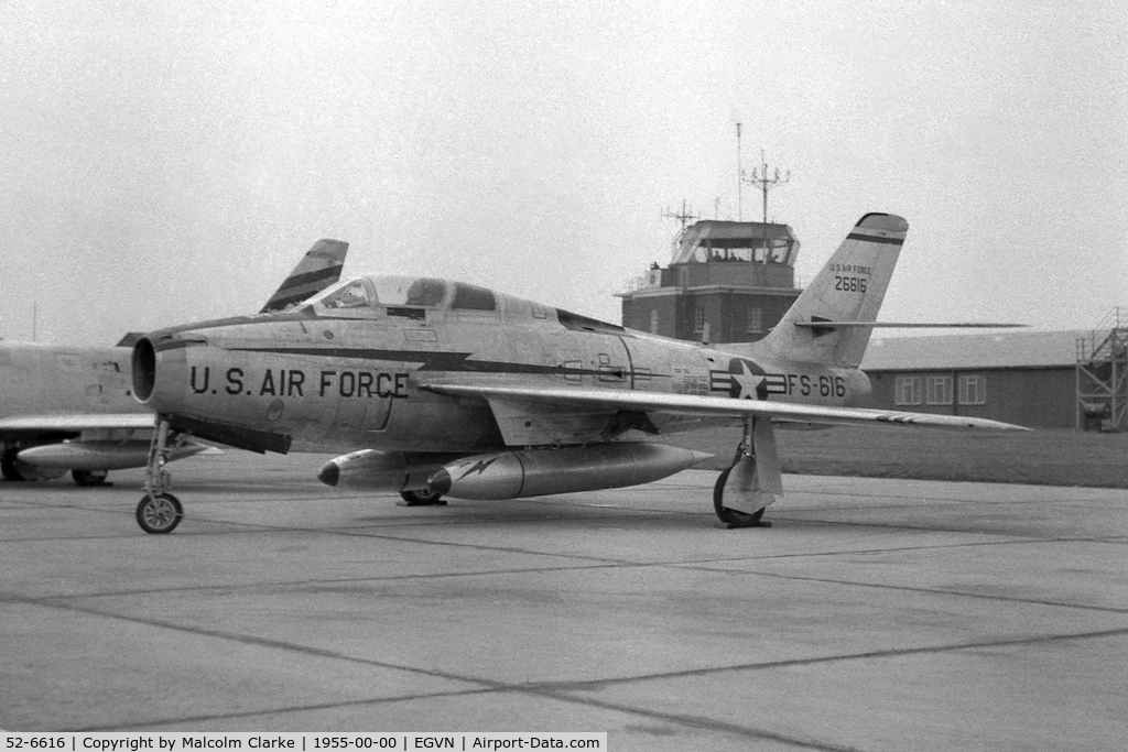 52-6616, Republic F-84F Thunderstreak C/N Not found 52-6616, Republic F-84F Thunderstreak at a Base Open Day, RAF Brize Norton in the 1950's.