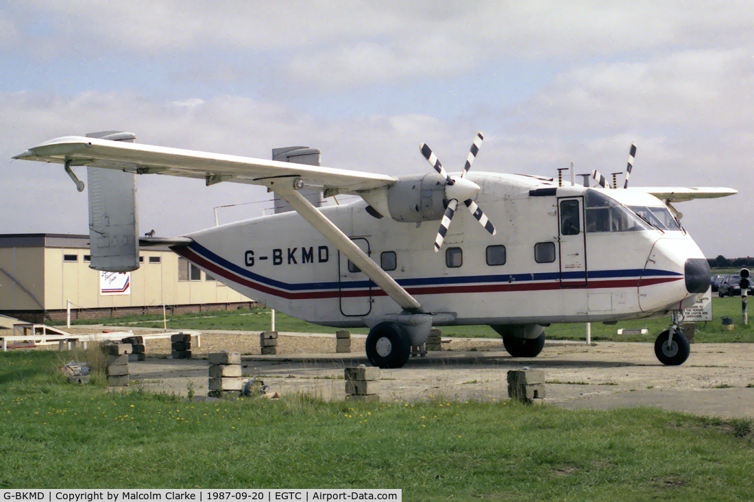 G-BKMD, 1973 Short SC-7 Skyvan 3-100 C/N SH.1907, Short SC-7 Skyvan at Cranfield Airport in 1987.