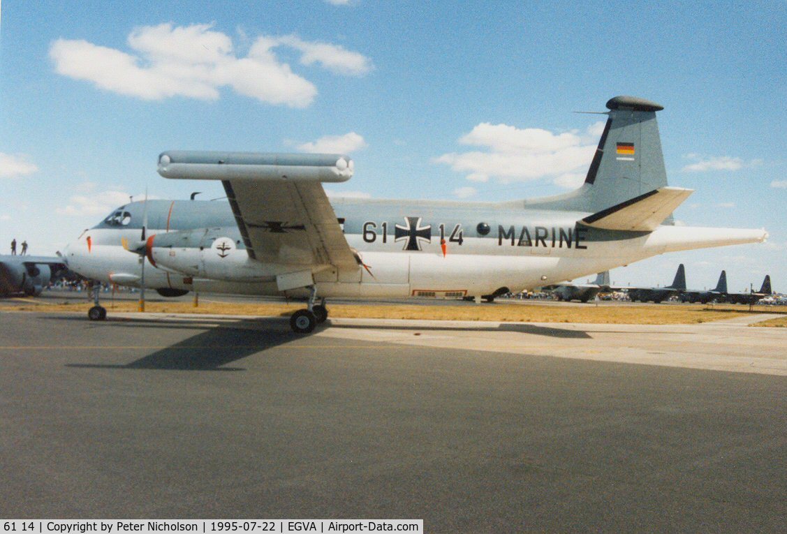 61 14, Breguet 1150 Atlantic C/N 28, Atlantic, callsign Mission 4766, of Kreigsmarine MFG-3 on display at the 1995 Intnl Air Tattoo at RAF Fairford.