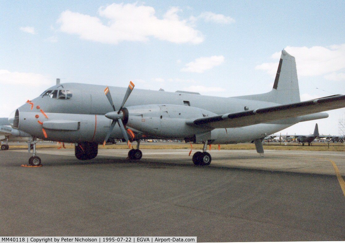 MM40118, Breguet 1150 Atlantic C/N 80, Atlantic, callsign India 0188, of 30 Stormo Italian Air Force on display at the 1995 Intnl Air Tattoo at RAF Fairford.